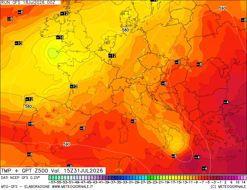 mappa 500 hPa Temp + GPT
