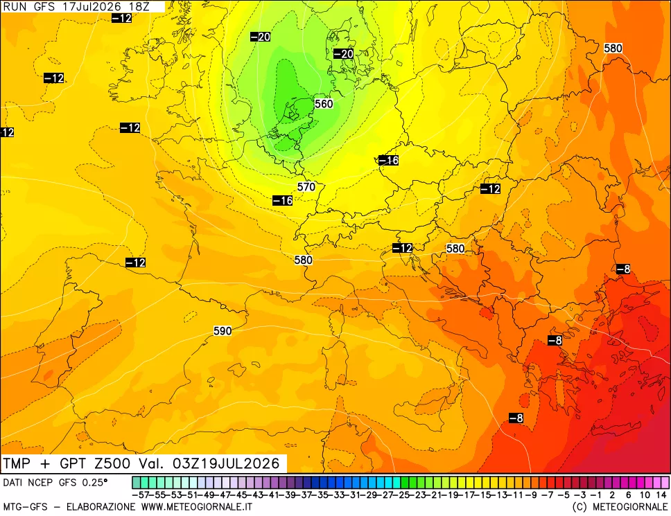mappa 500 hPa Temp + GPT