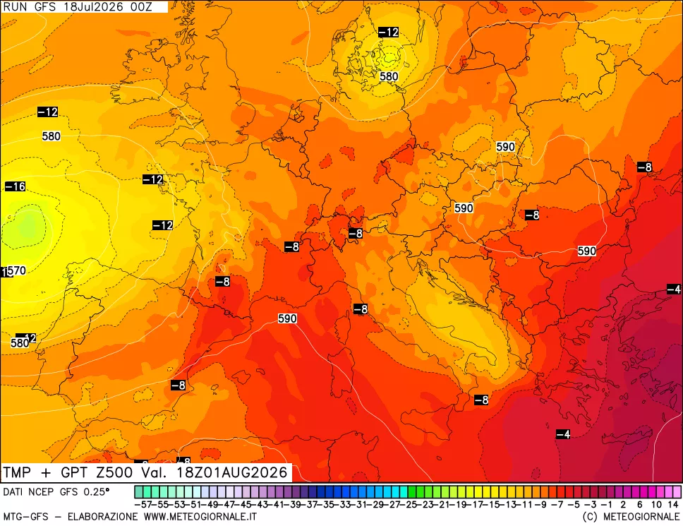mappa 500 hPa Temp + GPT