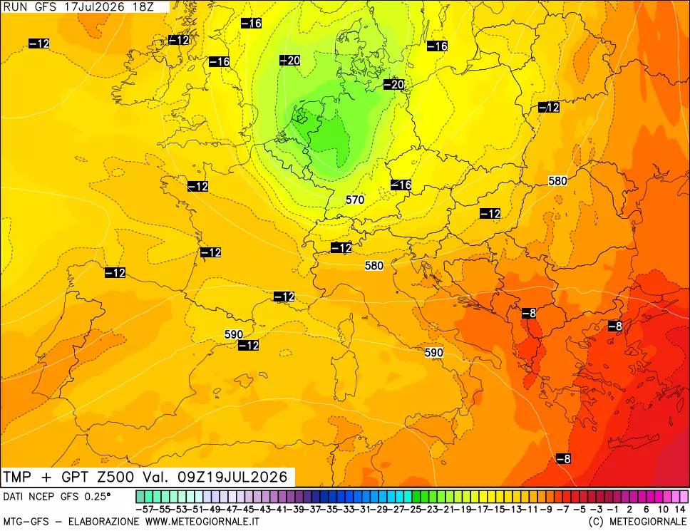 mappa 500 hPa Temp + GPT
