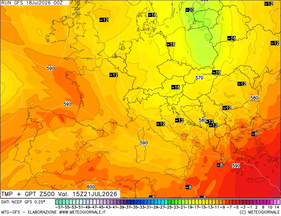 mappa 500 hPa Temp + GPT