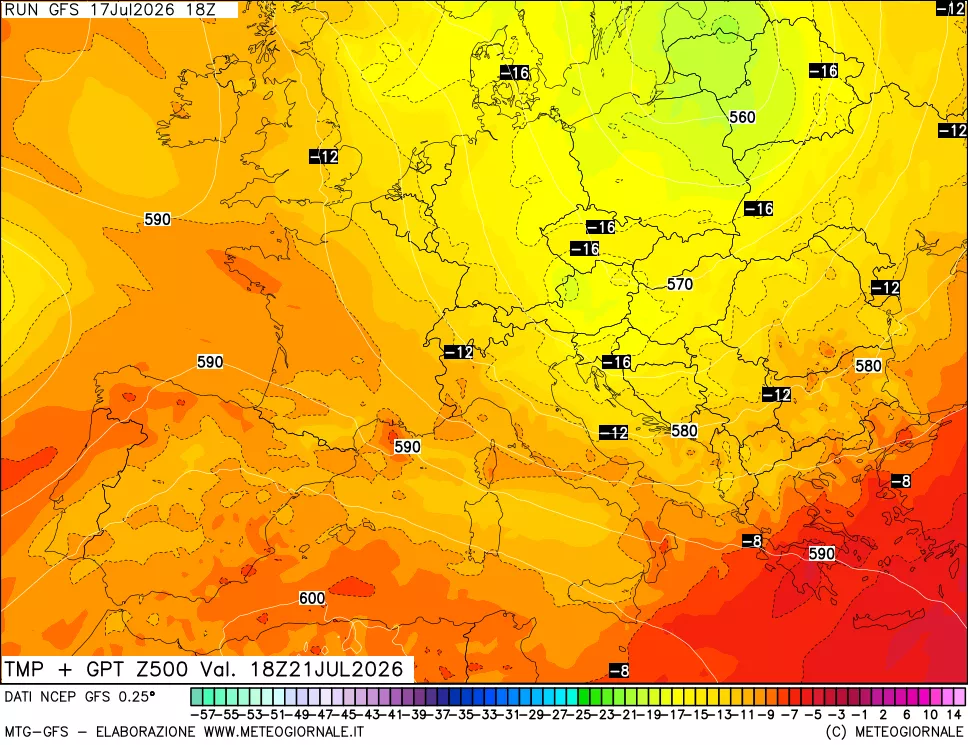mappa 500 hPa Temp + GPT