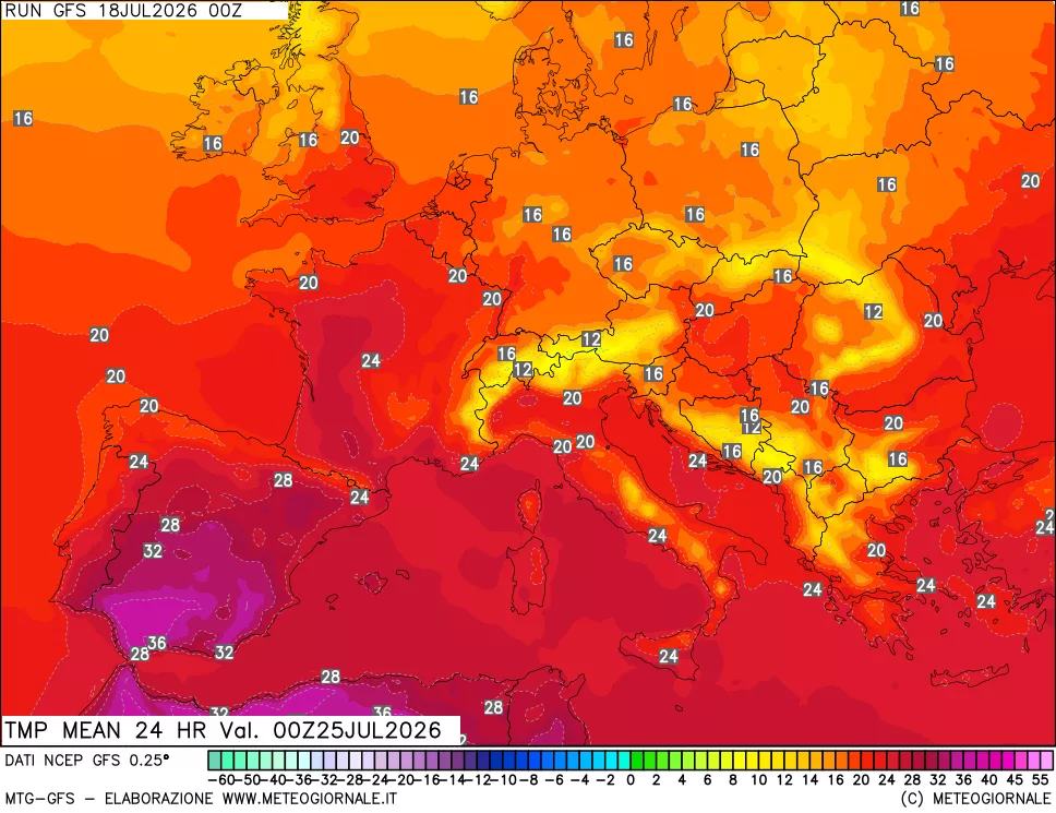 mappa Temperatura media 24 ore