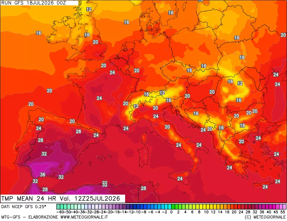 mappa Temperatura media 24 ore