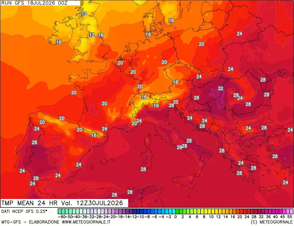 mappa Temperatura media 24 ore