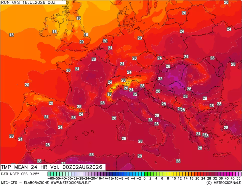 mappa Temperatura media 24 ore