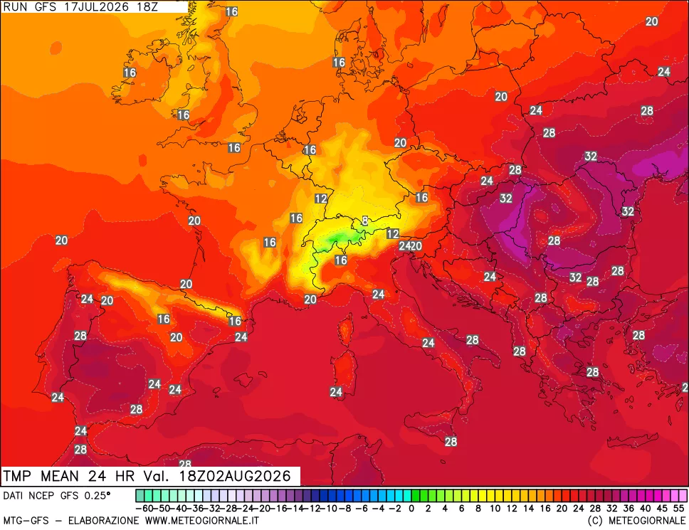 mappa Temperatura media 24 ore