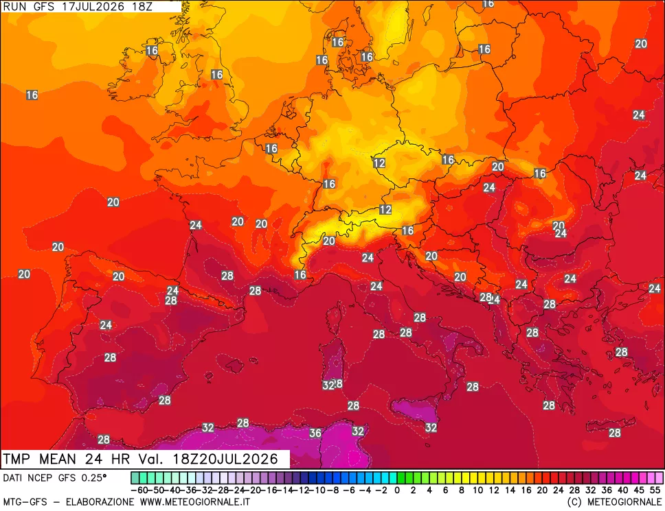 mappa Temperatura media 24 ore