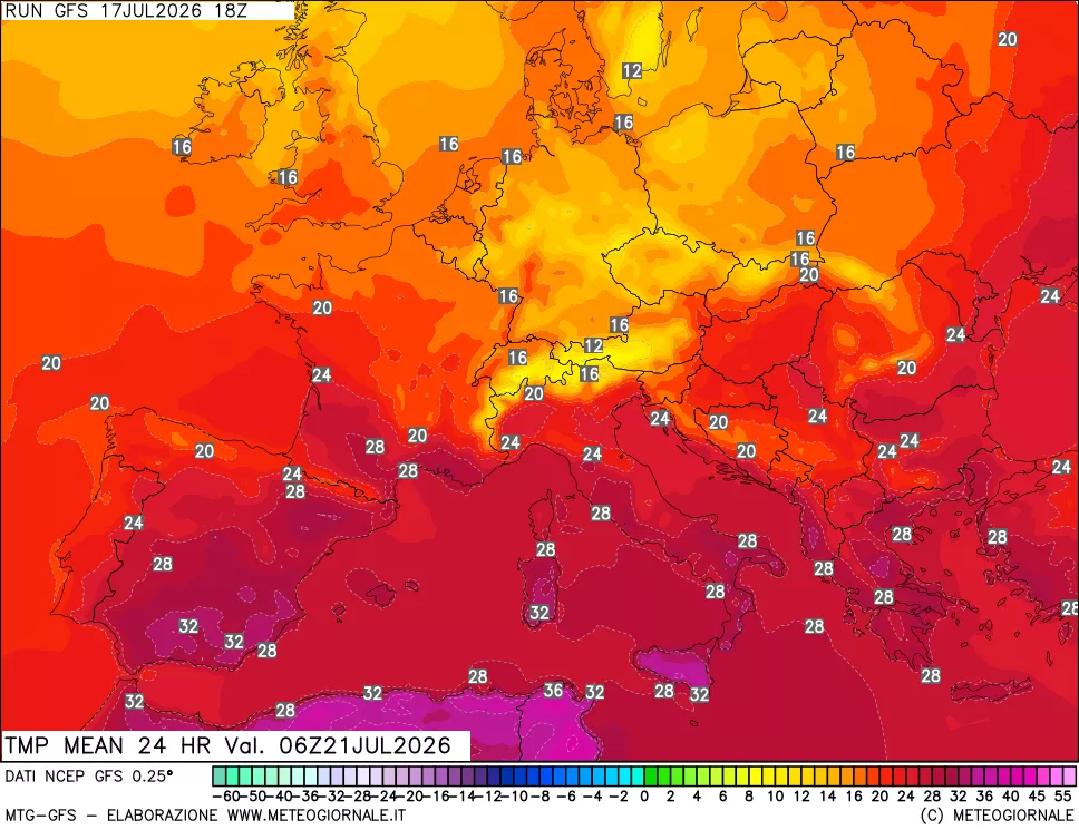 mappa Temperatura media 24 ore