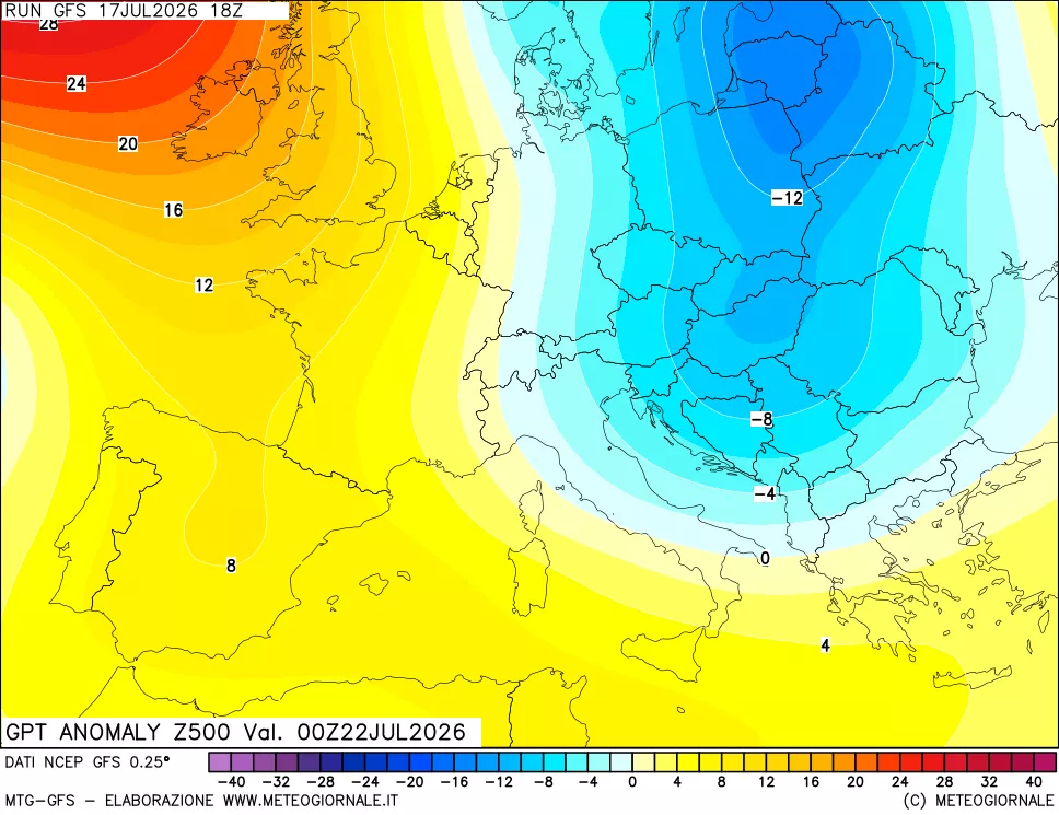 mappa 500 hPa GPT Anomaly vs Cli.No 1981-2010