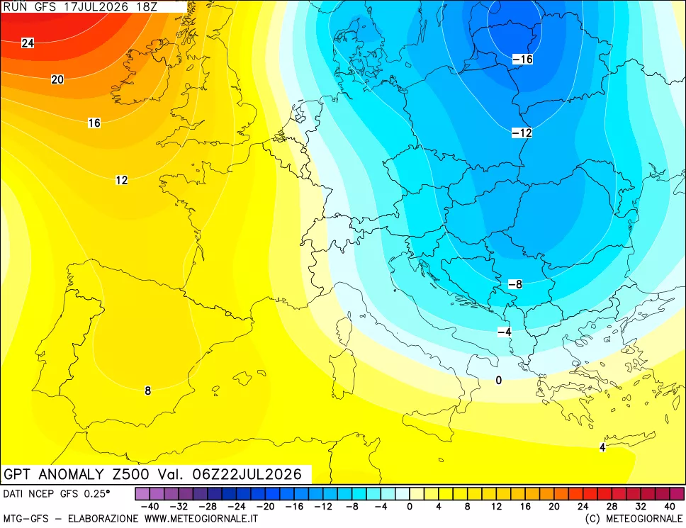 mappa 500 hPa GPT Anomaly vs Cli.No 1981-2010