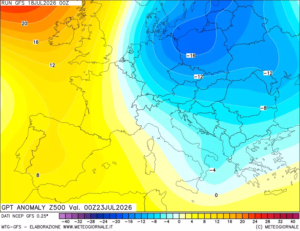 mappa 500 hPa GPT Anomaly vs Cli.No 1981-2010