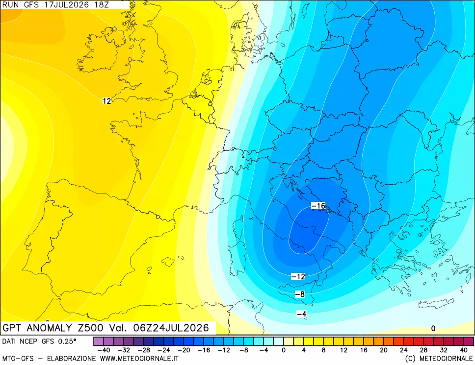 mappa 500 hPa GPT Anomaly vs Cli.No 1981-2010