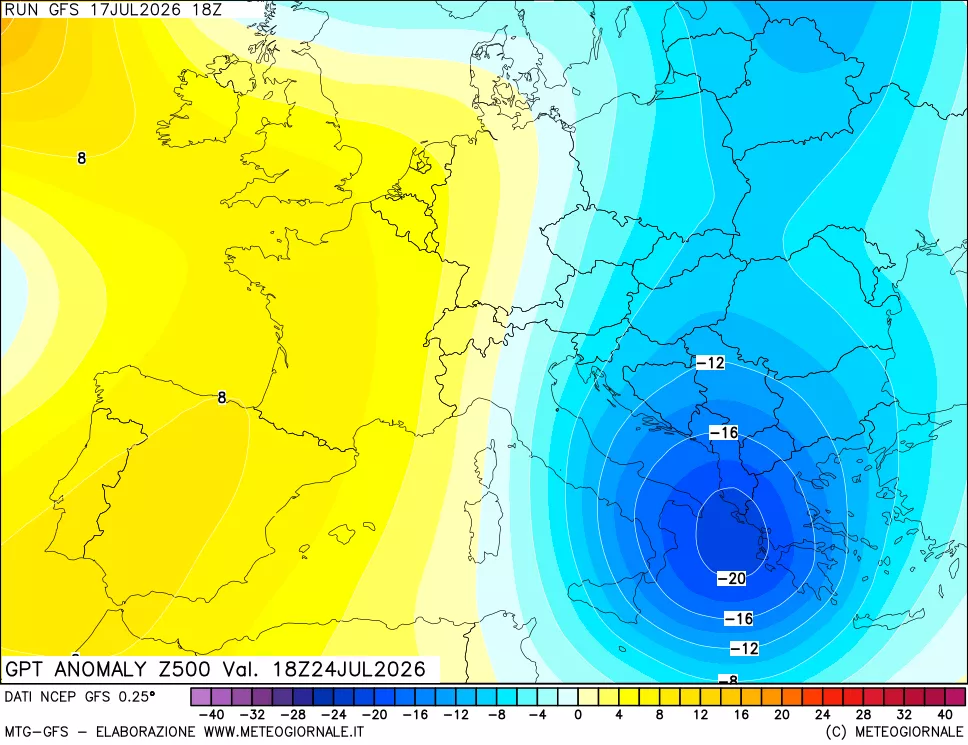 mappa 500 hPa GPT Anomaly vs Cli.No 1981-2010