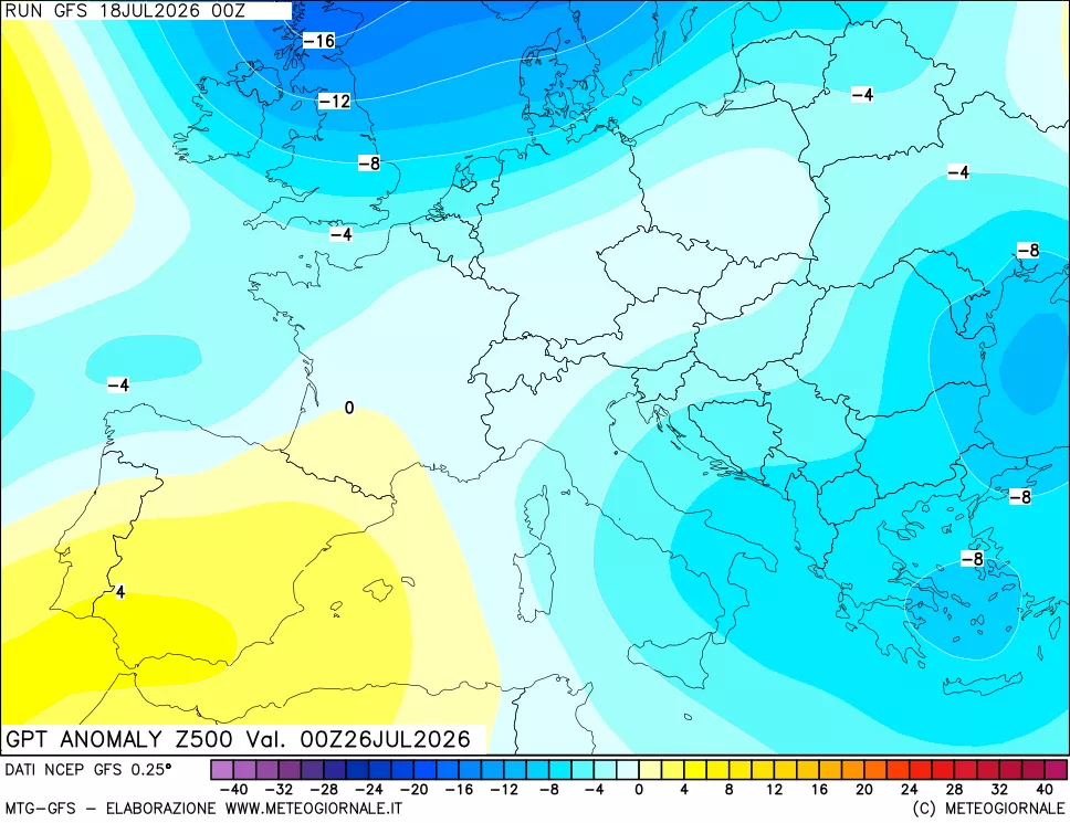 mappa 500 hPa GPT Anomaly vs Cli.No 1981-2010