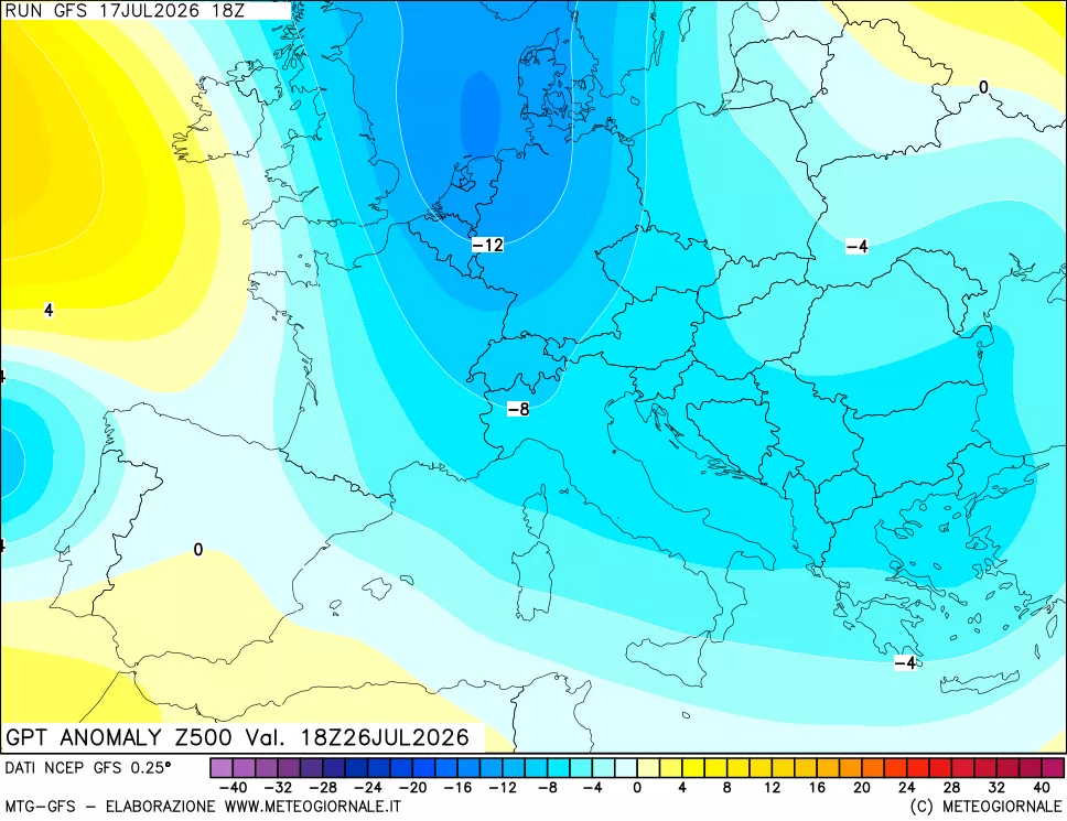 mappa 500 hPa GPT Anomaly vs Cli.No 1981-2010