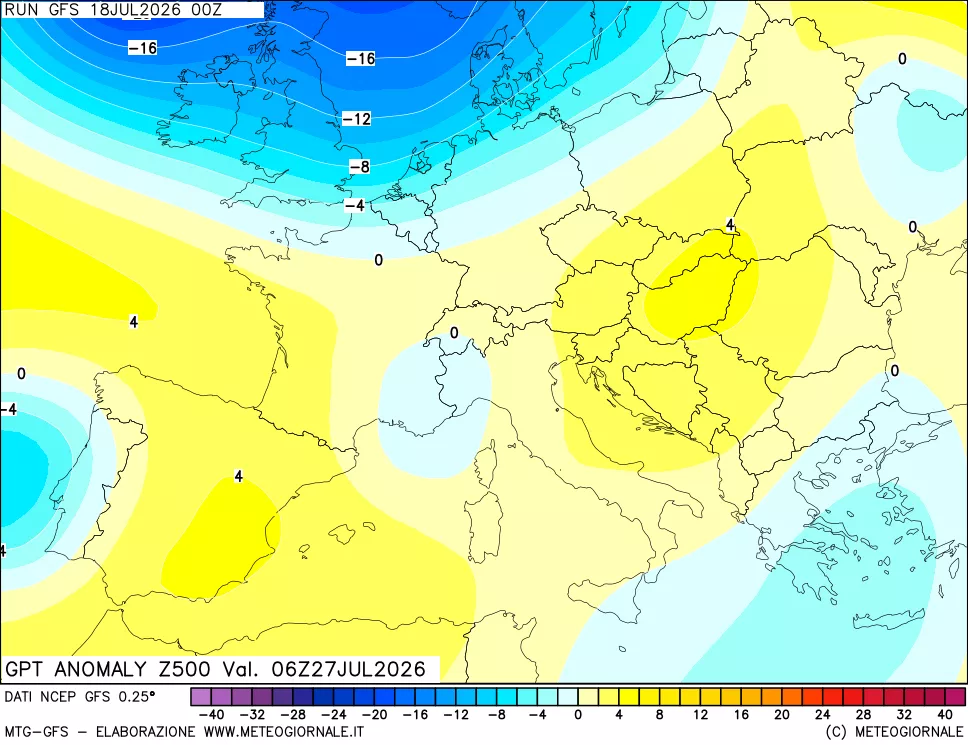 mappa 500 hPa GPT Anomaly vs Cli.No 1981-2010