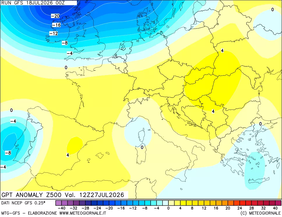 mappa 500 hPa GPT Anomaly vs Cli.No 1981-2010