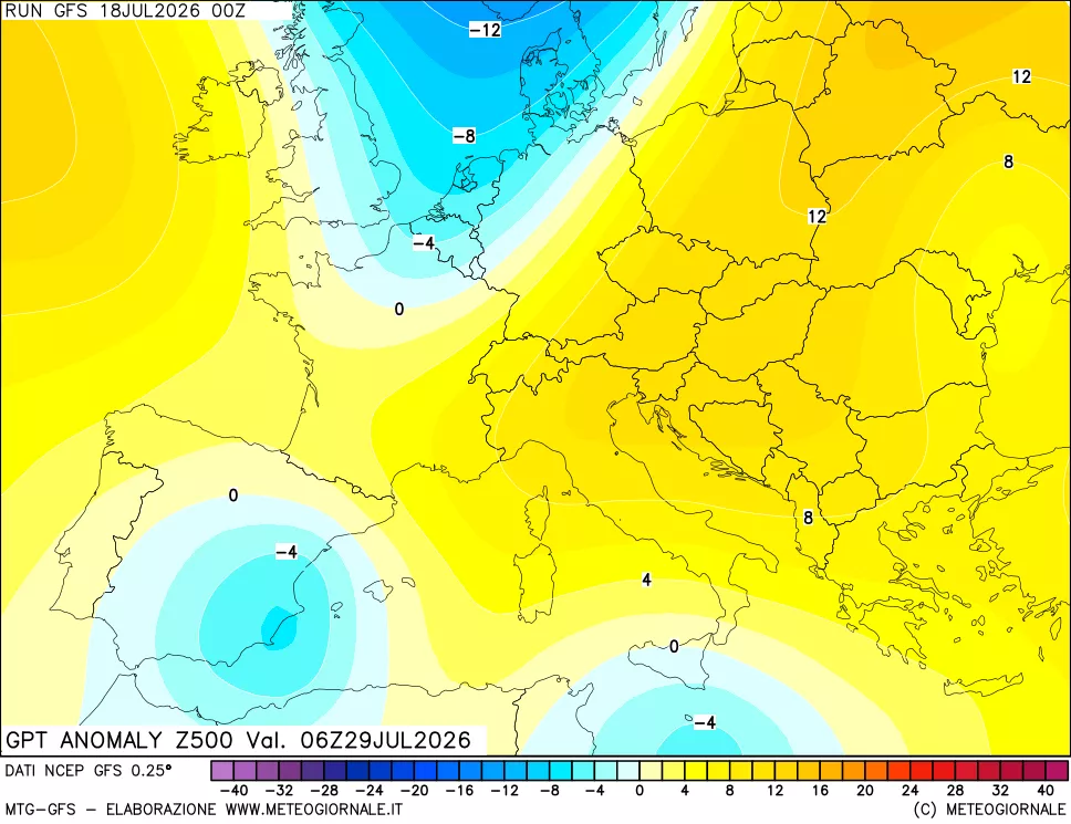 mappa 500 hPa GPT Anomaly vs Cli.No 1981-2010