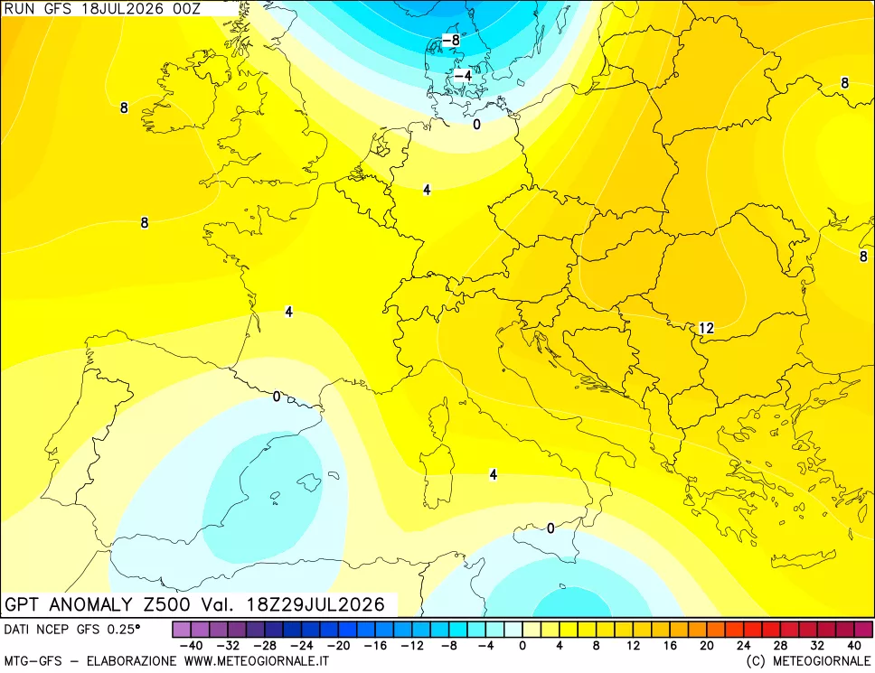 mappa 500 hPa GPT Anomaly vs Cli.No 1981-2010