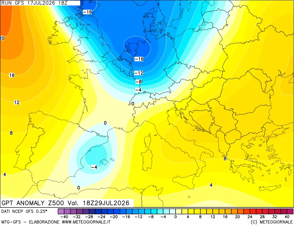 mappa 500 hPa GPT Anomaly vs Cli.No 1981-2010