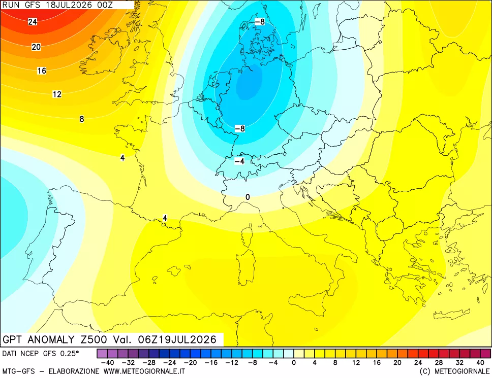 mappa 500 hPa GPT Anomaly vs Cli.No 1981-2010