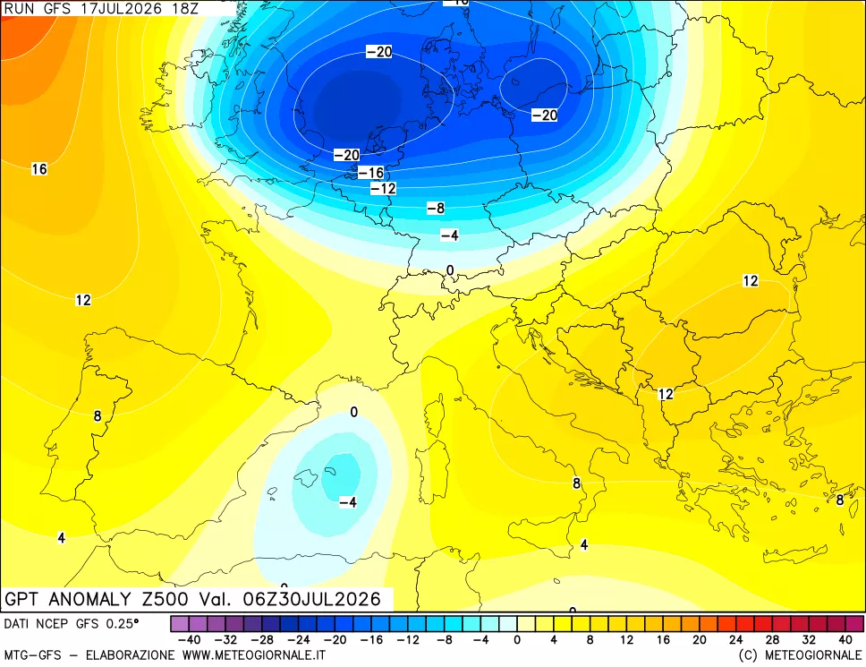 mappa 500 hPa GPT Anomaly vs Cli.No 1981-2010
