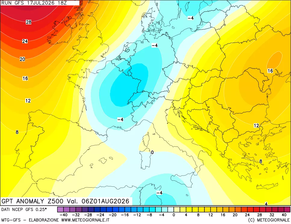 mappa 500 hPa GPT Anomaly vs Cli.No 1981-2010