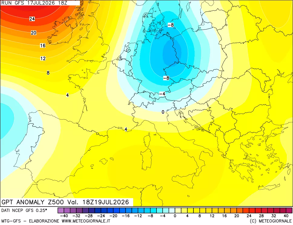 mappa 500 hPa GPT Anomaly vs Cli.No 1981-2010