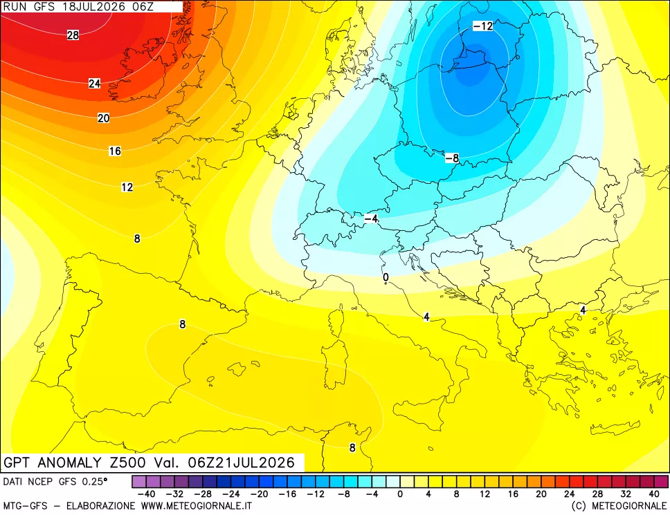 mappa 500 hPa GPT Anomaly vs Cli.No 1981-2010
