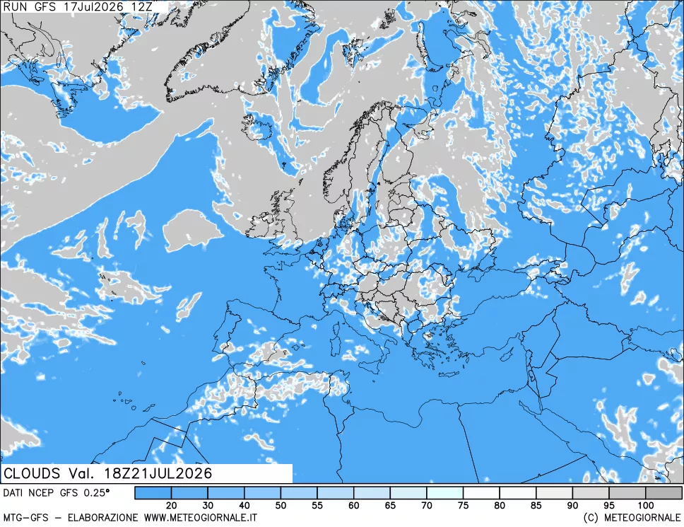 mappa Nuvolosit&agrave; totale