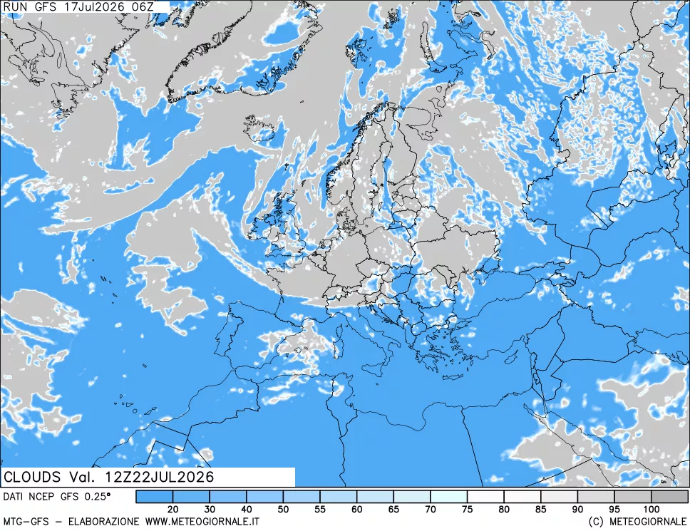 mappa Nuvolosit&agrave; totale