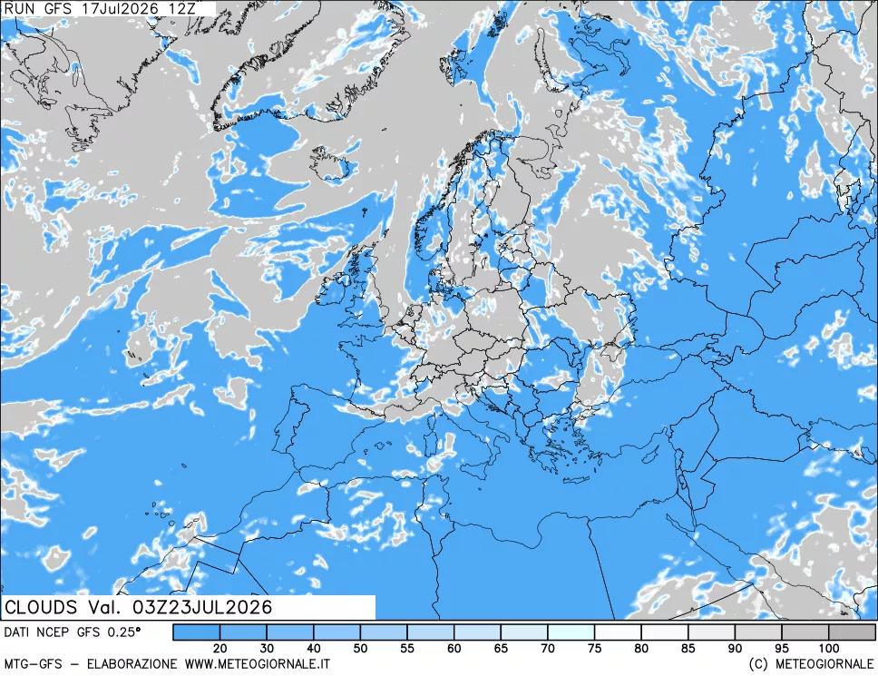 mappa Nuvolosit&agrave; totale