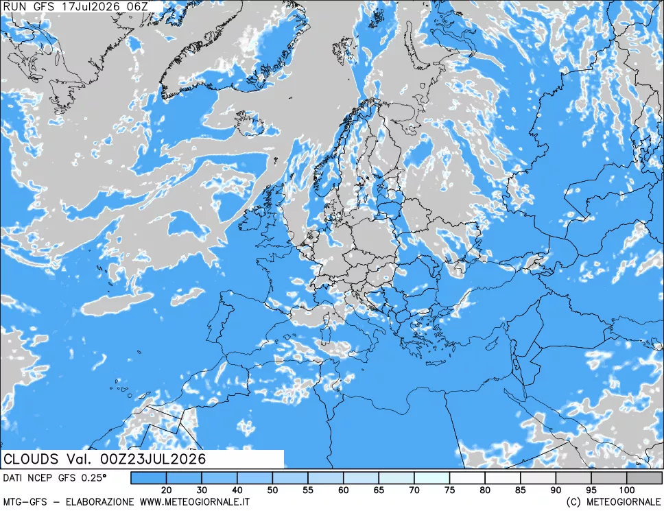 mappa Nuvolosit&agrave; totale
