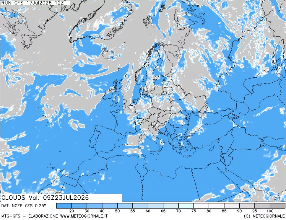 mappa Nuvolosit&agrave; totale