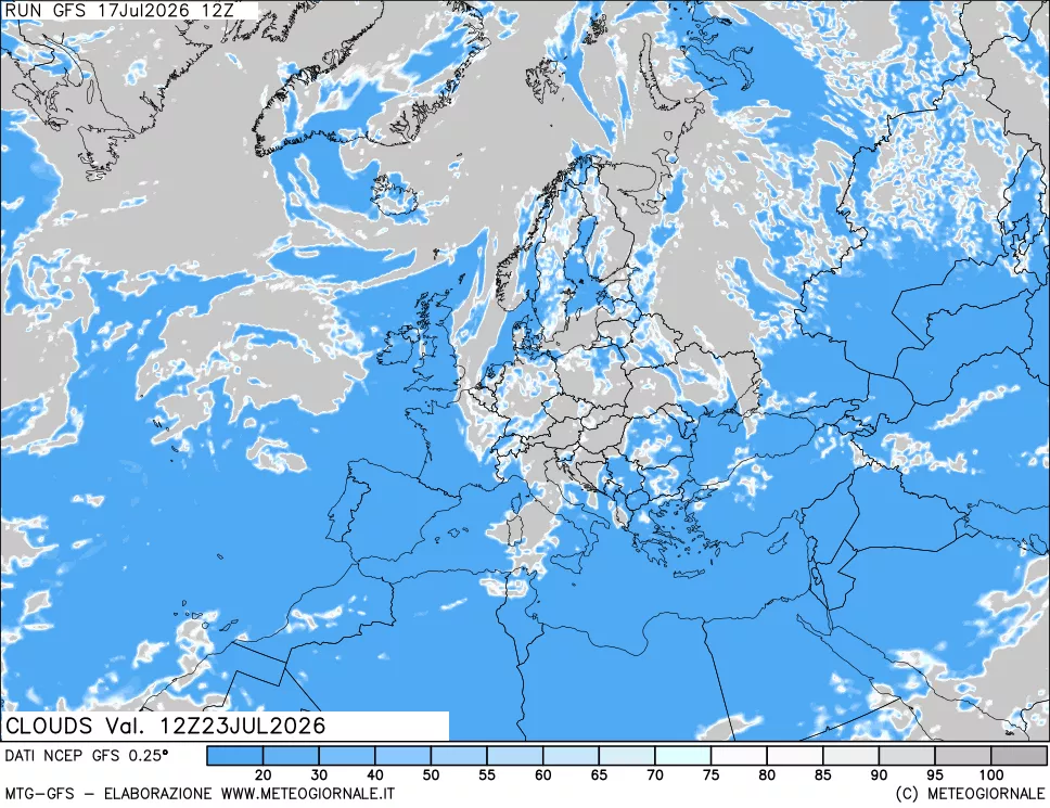 mappa Nuvolosit&agrave; totale