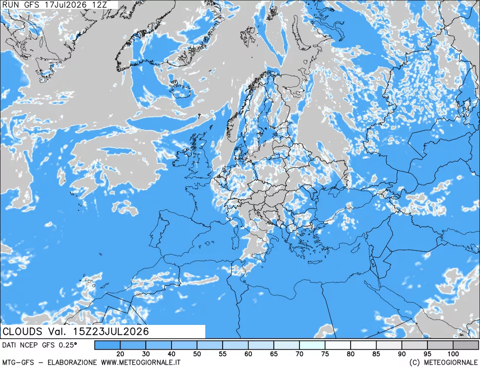 mappa Nuvolosit&agrave; totale