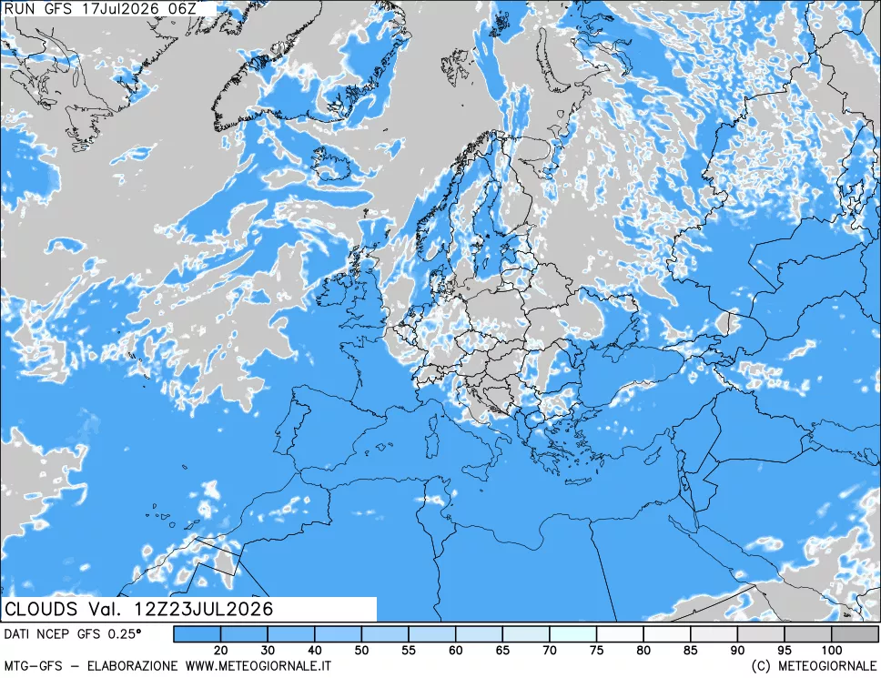 mappa Nuvolosit&agrave; totale