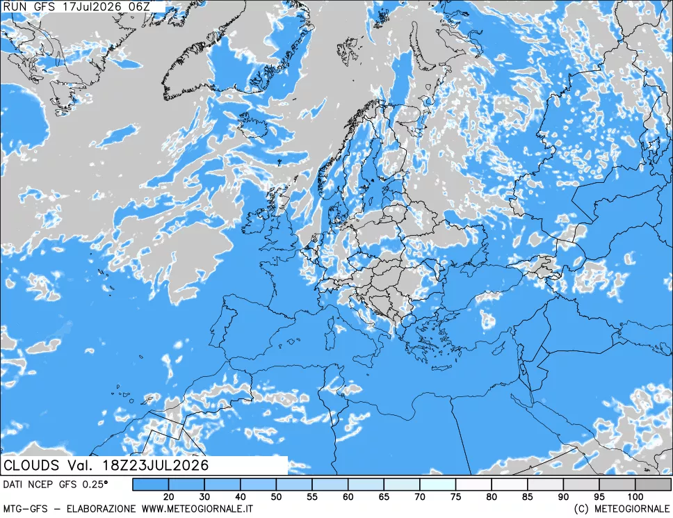 mappa Nuvolosit&agrave; totale