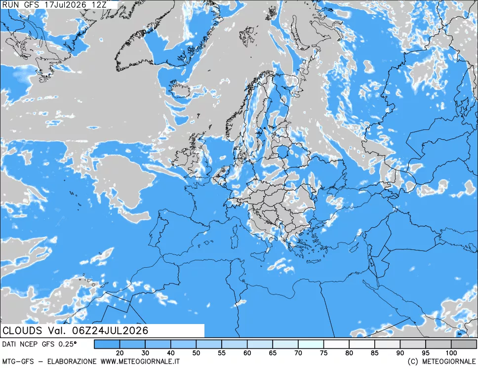 mappa Nuvolosit&agrave; totale