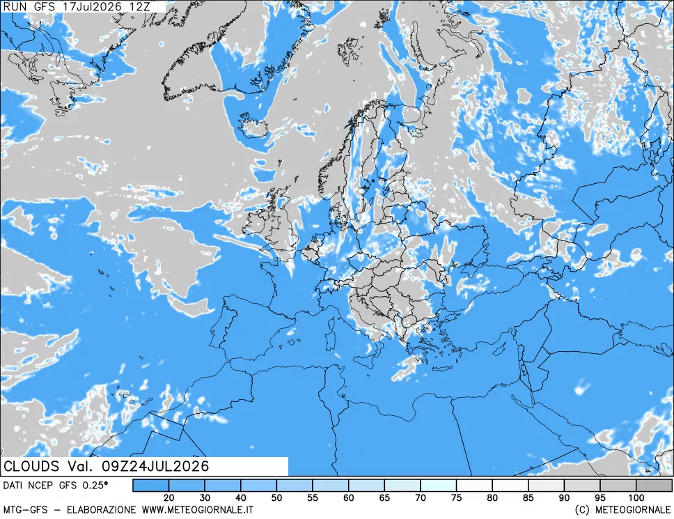 mappa Nuvolosit&agrave; totale