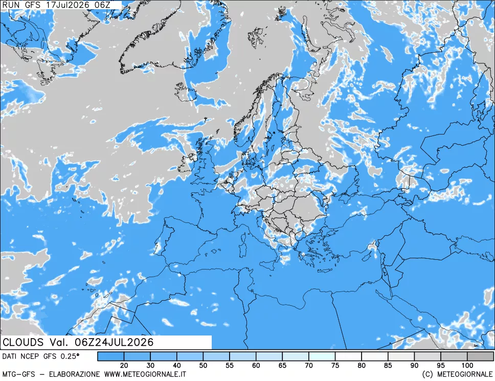 mappa Nuvolosit&agrave; totale