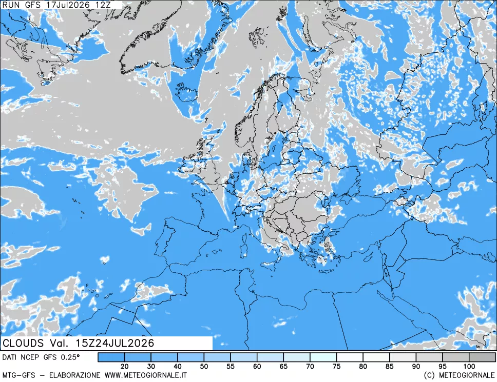 mappa Nuvolosit&agrave; totale