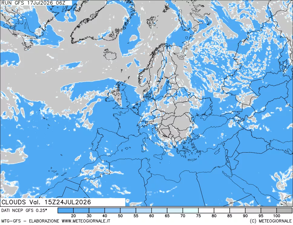 mappa Nuvolosit&agrave; totale