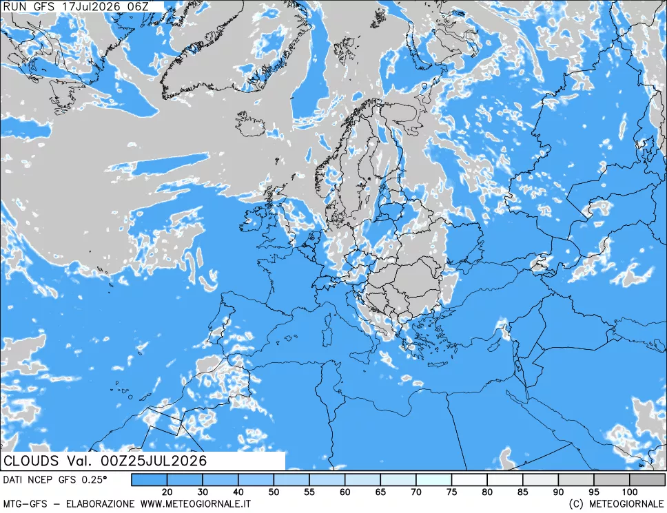 mappa Nuvolosit&agrave; totale