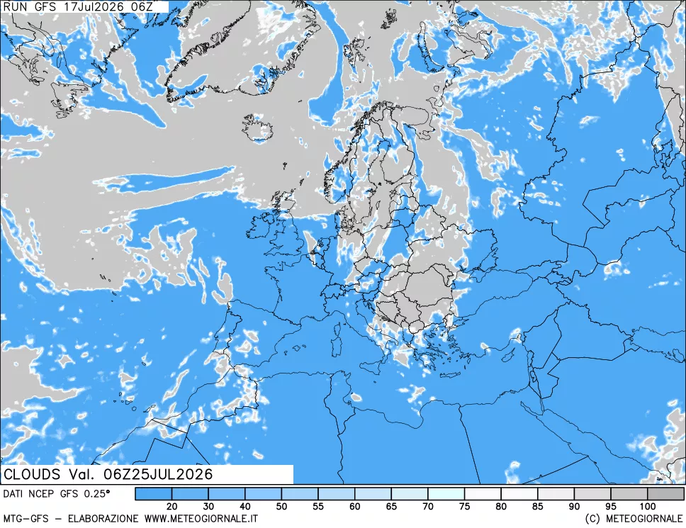 mappa Nuvolosit&agrave; totale