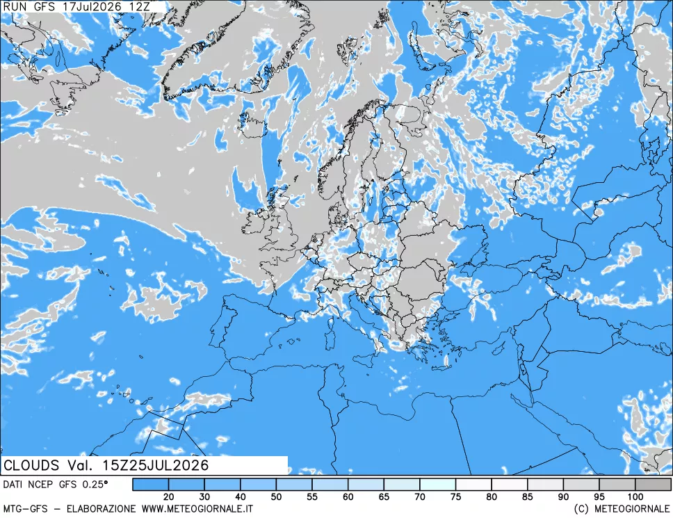 mappa Nuvolosit&agrave; totale