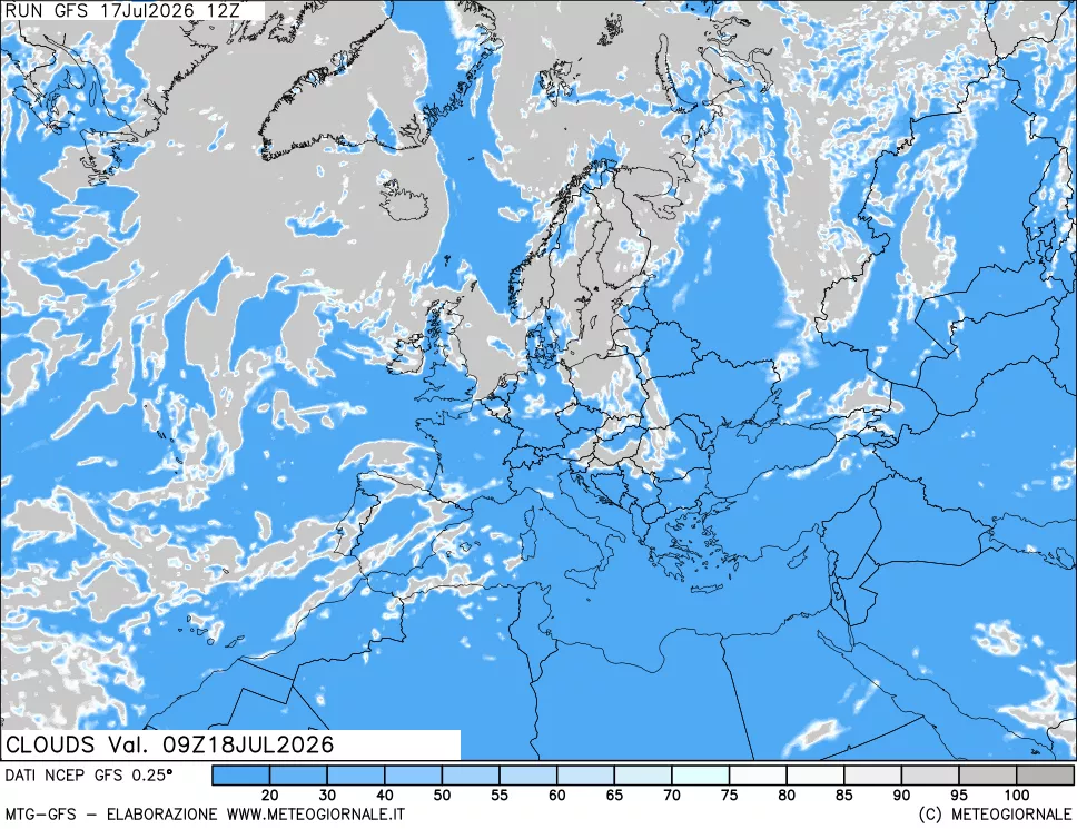 mappa Nuvolosit&agrave; totale
