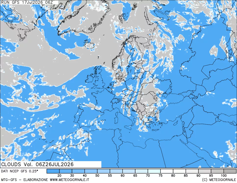 mappa Nuvolosit&agrave; totale