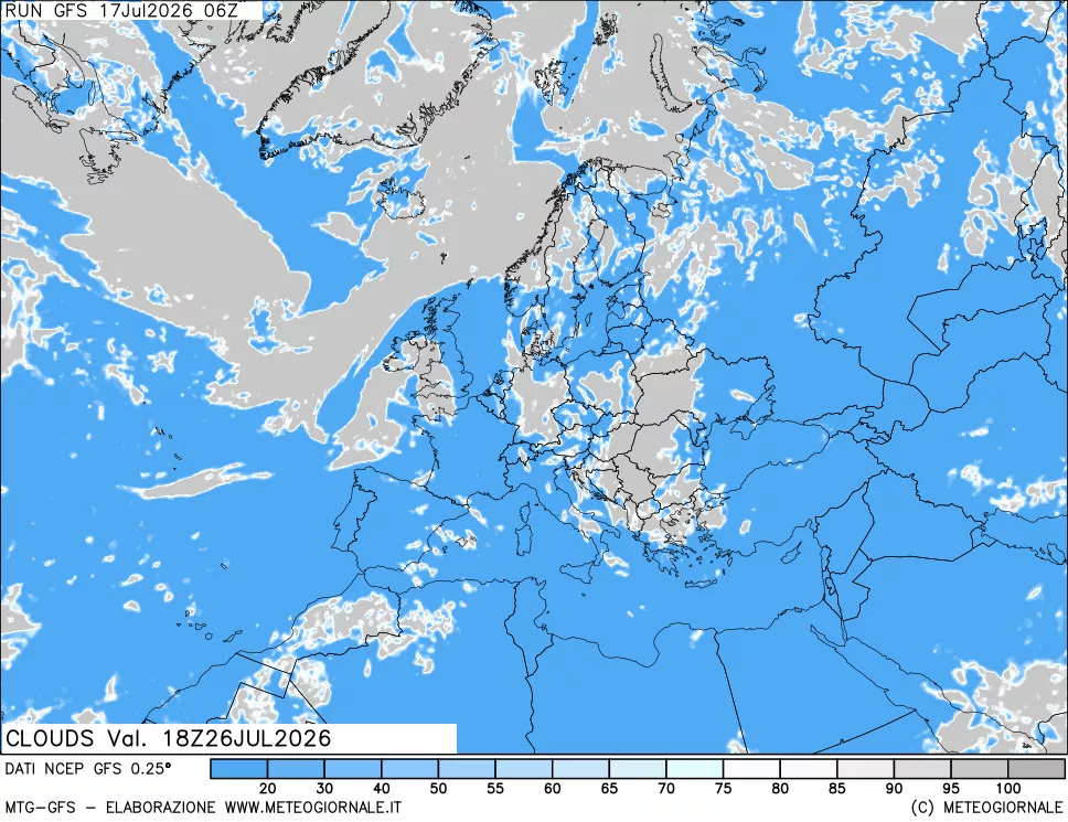 mappa Nuvolosit&agrave; totale